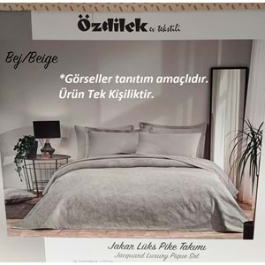 Özdilek Rf -Bej- Jakar Lux (Z) Tek Kişilik Pike Takımı (2 Yastık Kılıflı)