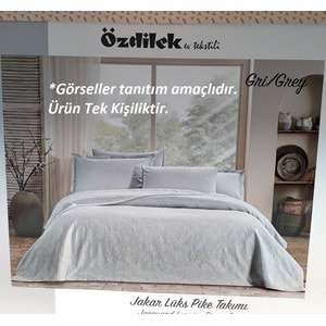 Özdilek Rf -Gri- Jakar Lux (Z) Tek Kişilik Pike Takımı (2 Yastık Kılıflı)