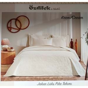Özdilek Rf -Krem- Jakar Lux (Z) Tek Kişilik Pike Takımı (2 Yastık Kılıflı)