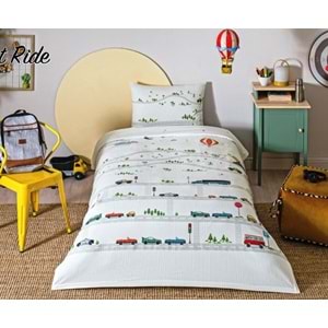Özdilek Rf -Night Ride Mavi- Lastikli Çarşaflı Erkek Çocuk Tek Kişilik Pike Takımı