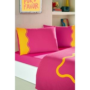 Özdilek Rf -Neon Wave Pembe- Lastikli Çarşaflı Tek Kişilik Pike Takımı