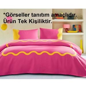 Özdilek Rf -Neon Wave Pembe- Lastikli Çarşaflı Tek Kişilik Pike Takımı