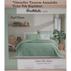 Özdilek Rf -Yeşil- Jakar Biyeli (Z) Tek Kişilik Pike Takımı (2 Yastık Kılıflı)
