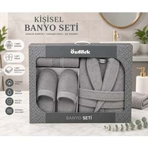 Özdilek Colourist Gümüş Kişisel Banyo Bornoz Seti (XL Beden)