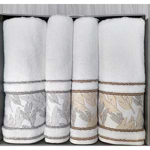 Özdilek 4 Parça Hamam Seti -Frond Yeşil Kahve- (Banyo Havlusu Büyük Boy), Havlu Seti