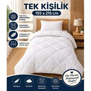 Bella Home Mikrofiber -Beyaz- Tek Kişilik Yorgan (155x215)