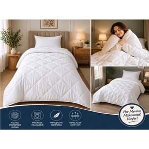 Bella Home Mikrofiber -Beyaz- Tek Kişilik Yorgan (155x215)