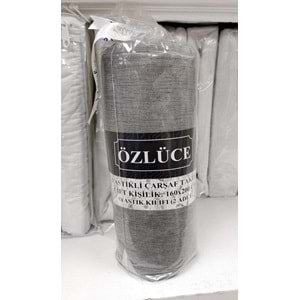 Özlü Fitted Lastikli Çift Kişilik Çarşaf Seti (160x200)-Koyu Gri