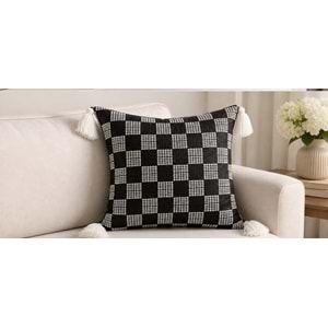 Elessa pullu kırlent 45x45 4lü paket Siyah/ Beyaz