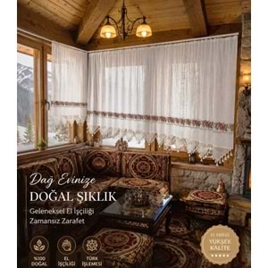 Mandaş El İşi Dantelli Kanaviçe Buldan Perdesi Tek kanat (150*190)