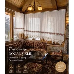 Mandaş El İşi Dantelli Kanaviçe Buldan Perdesi Tek kanat (175*190)