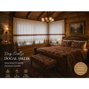 Mandaş El İşi Dantelli Kanaviçe Buldan Perdesi Tek kanat (250*190)