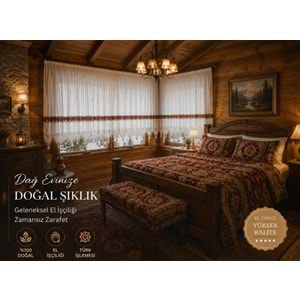 Mandaş El İşi Dantelli Kanaviçe Buldan Perdesi Tek kanat (275*190)