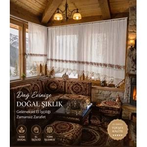 Mandaş El İşi Dantelli Kanaviçe Buldan Perdesi Tek kanat (350*190)