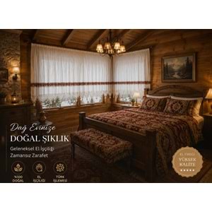 Mandaş El İşi Dantelli Kanaviçe Buldan Perdesi Tek kanat (375*190)