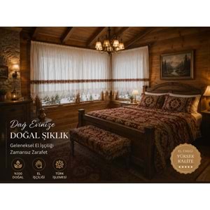 Mandaş El İşi Dantelli Kanaviçe Buldan Perdesi Tek kanat (400*190)