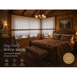 Mandaş El İşi Dantelli Kanaviçe Buldan Perdesi Tek kanat (450*190)