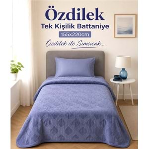 Özdilek Trendy Embos Tek Kişilik Battaniye (155x220)-Art Deco Gök Mavi