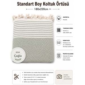 Pamuklu Kaymaz Hasır Dokuma Koltuk Örtüsü (180x220) - Çağla