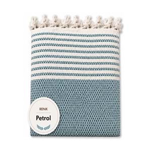 Pamuklu Kaymaz Hasır Dokuma Koltuk Örtüsü (180x220) - Petrol