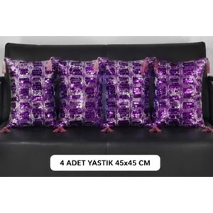 Elessa pullu kırlent 45x45 4lü paket lila