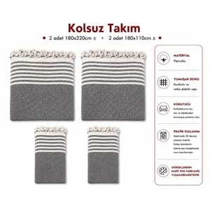 Pamuklu Kaymaz Hasır Dokuma Kolsuz Takım Koltuk Örtüsü (3+3+1+1)