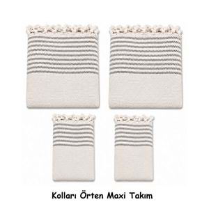 Pamuklu Kaymaz Hasır Dokuma Kolları Örten Maxi Takım Koltuk Örtüsü (3+3+1+1)