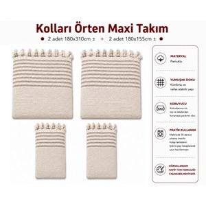 Pamuklu Kaymaz Hasır Dokuma Kolları Örten Maxi Takım Koltuk Örtüsü (3+3+1+1)