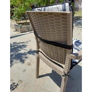 1 Adet Rattan Arkalıklı Sandalye Minderi (Kalınlık 4cm)-Saat Desen Lacivert