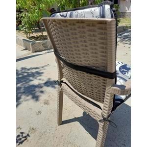 2 Adet Rattan Arkalıklı Sandalye Minderi (Kalınlık 4cm)-Saat Desen Lacivert