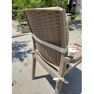 4 Adet Rattan Arkalıklı Sandalye Minderi (Kalınlık 4cm)-İngiliz Gülü (Pamuklu Kumaş)