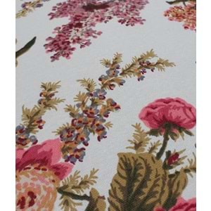 4 Adet Rattan Arkalıklı Sandalye Minderi (Kalınlık 4cm)-İngiliz Gülü (Pamuklu Kumaş)