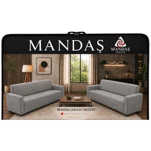 Mandaş Bohem Streç Maxi Çekyat Örtüsü Geniş Kullanım Alanlı K Gri 3+3