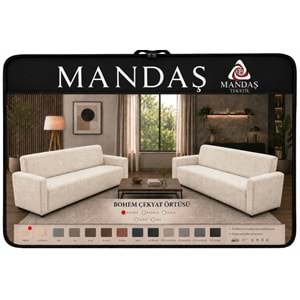Mandaş Bohem Streç Maxi Çekyat Örtüsü Geniş Kullanım Alanlı Krem 3+3