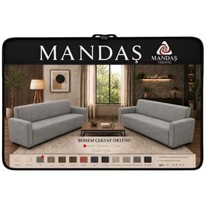 Mandaş Bohem Streç Maxi Çekyat Örtüsü Geniş Kullanım Alanlı Gri 3+3