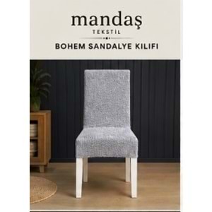 Mandaş Bohem Streç Sandalye Kılıfı Geniş kullanım alanlı gri