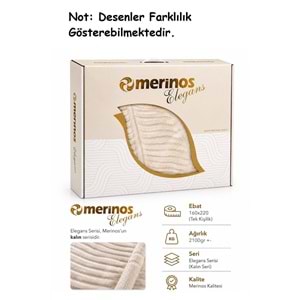 Merinos Elegans Kalın Embos Tek Kişilik Kutulu Battaniye (160x220) - Bej