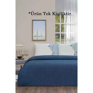 Özdilek Rf -Flag Line Lacivert- Lastikli Çarşaflı Tek Kişilik Pike Takımı