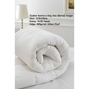 Özdilek Ranforce (%100 Pamuk Kumaş) King Size Battal Çift Kişilik Yorgan (215x235)-Beyaz