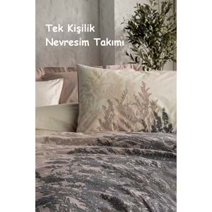 Cotton Box Ranforce -Lindon Bej- Dual Lastikli Çarşaflı Tek Kişilik Nevresim Takımı