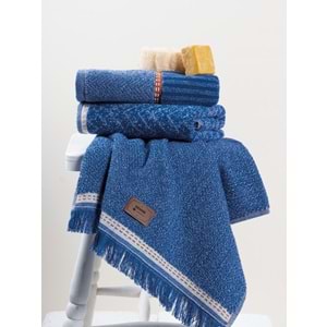 Cotton Box 1'lü Jakarlı Havlu (50x90)-Denim Mavi