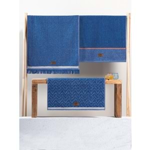 Cotton Box 1'lü Jakarlı Havlu (50x90)-Denim Mavi