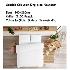 Özdilek Colourist -Beyaz Beyaz- Battal Çift Kişilik (King Size) Nevresim (Sadece Nevresim İçerir)