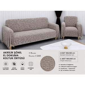 Mandaş Şönil Dokuma Koltuk Örtüsü Maxi Takım 3+3+1+1 gri