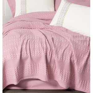 Cottonbox Aura -Pebble Pembe- Lastikli Çarşaflı Tek Kişilik Pike Takımı
