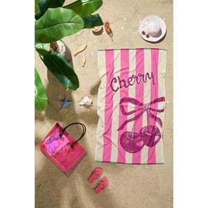 Özdilek Cherries Plaj Havlusu Büyük Boy (90x150)-Vişne Kırmızı