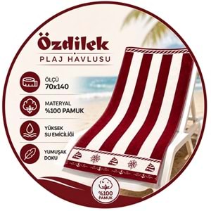 Özdilek 2li Set -Pusula Bordo Lacivert- Plaj Havlusu (70x140)