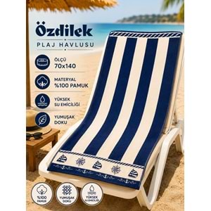 Özdilek 2li Set -Pusula Bordo Lacivert- Plaj Havlusu (70x140)