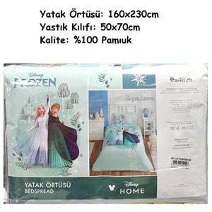 Özdilek Lisanslı Kapitoneli Pike %100 Pamuk Tek Kişilik Çocuk Yatak Örtüsü (160x230)-Frozen Leaves Mint