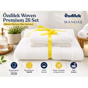 Özdilek -Woven Beyaz- Kişisel Havlu Seti Süper Yumuşak (90x150 + 50x90)